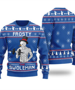 Frosty Swoleman Ugly Christmas Sweater Royal