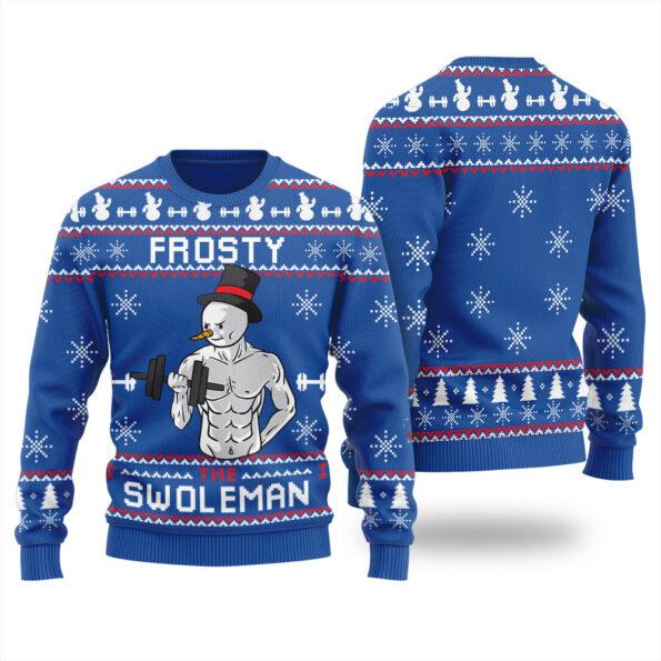 Frosty Swoleman Ugly Christmas Sweater Royal