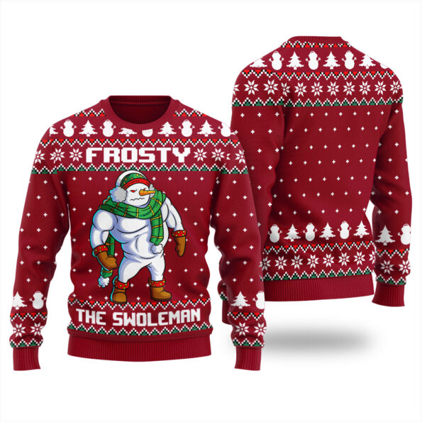 Frosty Swoleman Ugly Sweater Cardinal Red
