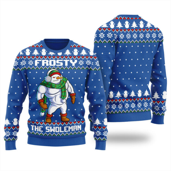Frosty The Swoleman Christmas Sweater Royal
