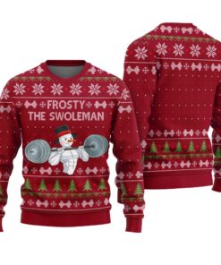 Frosty The Swoleman Ugly Sweater Cardinal Red