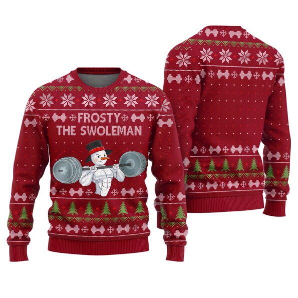 Frosty The Swoleman Ugly Sweater Cardinal Red