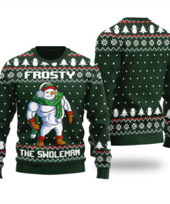 Frosty The Swoleman Ugly Sweater Forest Green