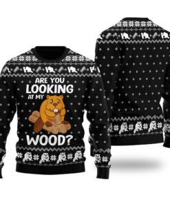 Funny Beaver Dirty Joke Ugly Christmas Sweater Black