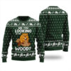 Funny Beaver Dirty Joke Ugly Christmas Sweater Forest Green