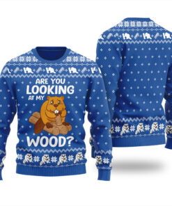 Funny Beaver Dirty Joke Ugly Christmas Sweater Royal