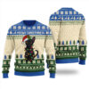 Funny Black Cat Ugly Christmas Sweater Royal