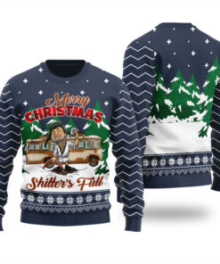 Funny Cousin Eddie Shitters Full Christmas Sweater Navy