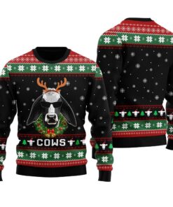 Funny Cow Ugly Christmas Sweater Black
