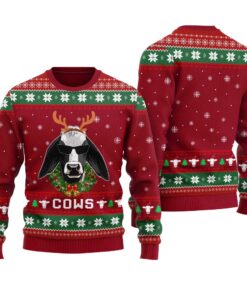 Funny Cow Ugly Christmas Sweater Cardinal Red