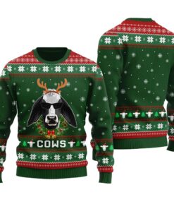 Funny Cow Ugly Christmas Sweater Forest Green