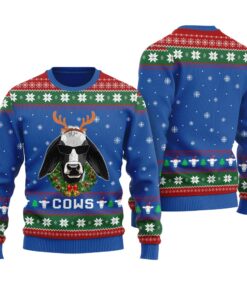 Funny Cow Ugly Christmas Sweater Royal