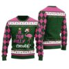 Funny Jolly Flamingo Ugly Sweater Forest Green