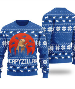 Funny Monster Capybara Christmas Sweater Royal