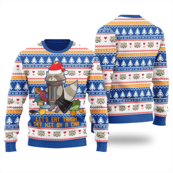 Funny Raccoon Christmas Sweater Royal