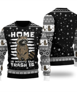 Funny Raccoon Ugly Christmas Sweater Black
