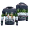 Funny Reindeer Snowman Ugly Christmas Sweater Navy