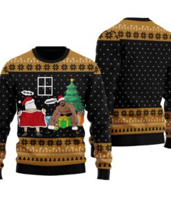 Funny Santa Barry Wood Ugly Christmas Sweater Black