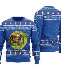 Funny Santa Bigfoot Jesus Ugly Christmas Sweater Royal