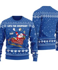 Funny Santa Cats For Everybody Ugly Christmas Sweater Royal