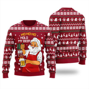 Funny Santa Christmas Sweater Cardinal Red