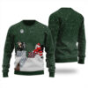 Funny Santa Claus And The Thief Ugly Christmas Sweater Forest Green