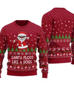 Funny Santa Claus Ugly Christmas Sweater Cardinal Red