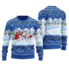 Funny Santa Playing Hockey Ugly Christmas Sweater Royal