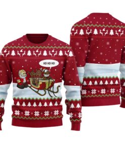 Funny Santa Reindeer Ugly Sweater Cardinal Red