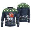 Funny Santa Riding Cow Ugly Christmas Sweater Navy