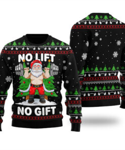 Funny Santa Squatting Christmas Sweater Black