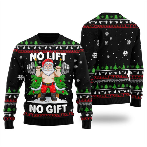 Funny Santa Squatting Christmas Sweater Black