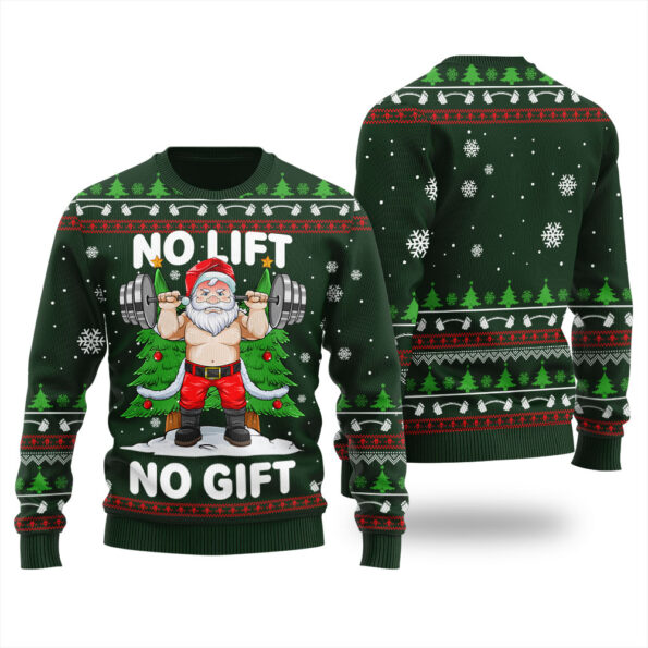 Funny Santa Squatting Ugly Sweater Forest Green