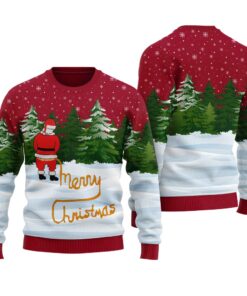 Funny Santa Ugly Christmas Sweater Cardinal Red