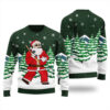 Funny Santa Ugly Christmas Sweater Forest Green
