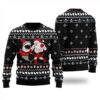 Funny Santa With Shark Ugly Christmas Sweater Black