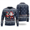 Funny Santa With Shark Ugly Christmas Sweater Navy