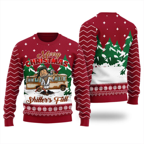 Funny Shitters Full Christmas Sweater Cardinal Red