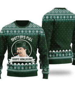 Funny Shitters Full Hanukkah Ugly Sweater Forest Green