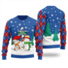 Funny Snowman Couple Ugly Christmas Sweater Royal