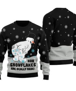 Funny Snowman Ugly Christmas Sweater Black