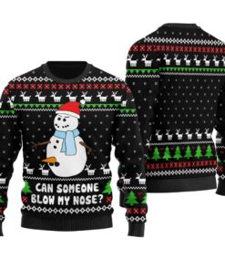 Funny Snowman Ugly Christmas Sweater Black