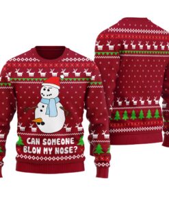 Funny Snowman Ugly Christmas Sweater Cardinal Red