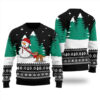 Funny Snowman With Dog Ugly Christmas Sweater Black