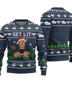Get Lit With Clark Griswold Christmas Sweater Navy