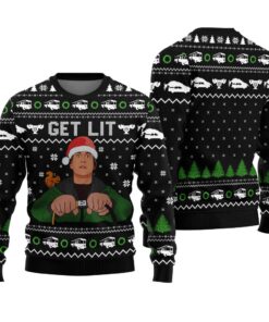Get Lit With Clark Griswold Ugly Sweater Black
