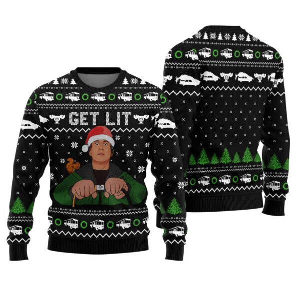 Get Lit With Clark Griswold Ugly Sweater Black