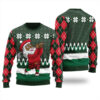 Golfer Santa Ugly Christmas Sweater Forest Green