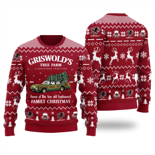 Griswolds Family Christmas Vacation Ugly Sweater Cardinal Red