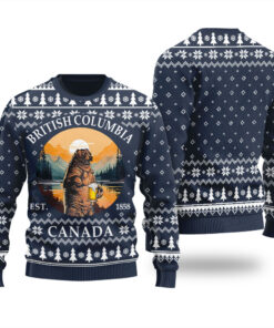 Grizzly Bear British Columbia Canada Sweater Navy